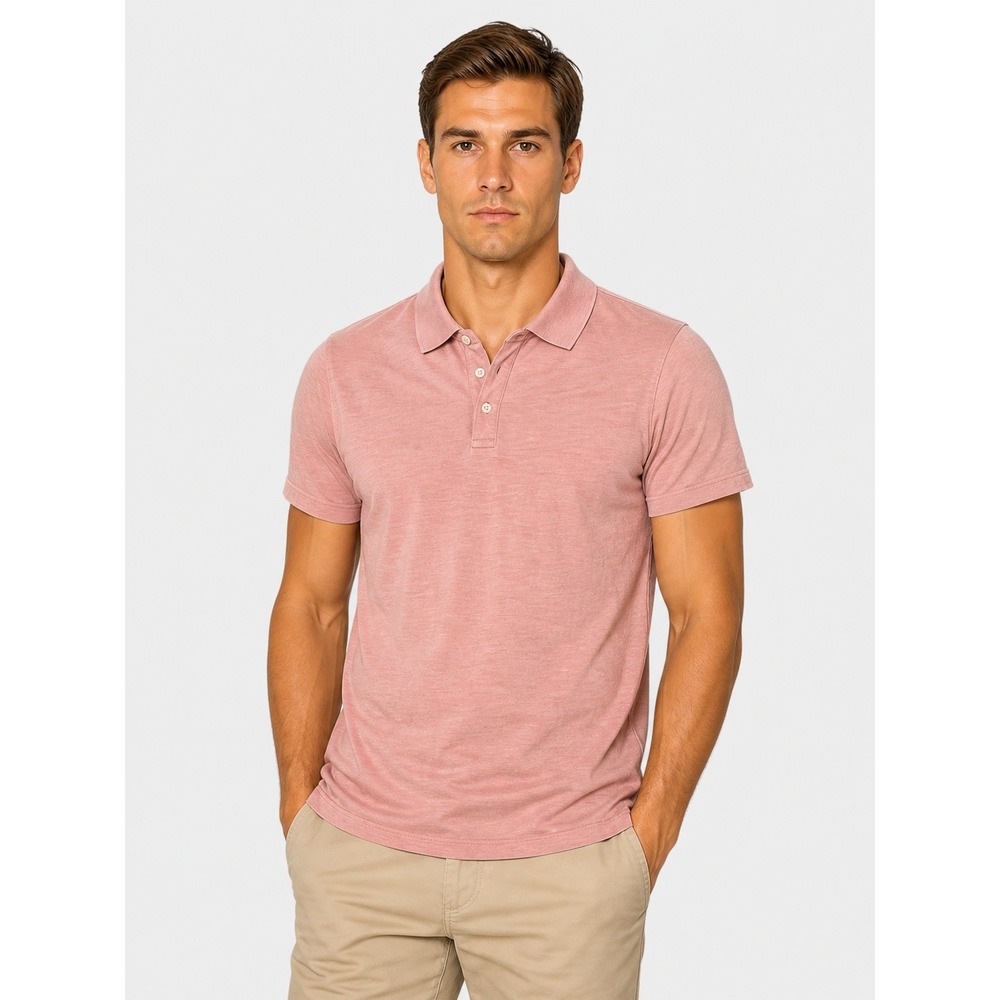 NWOT Vince 100% Cotton Mens Pink Slub Short Sleeve Polo Shirt Basic Size M